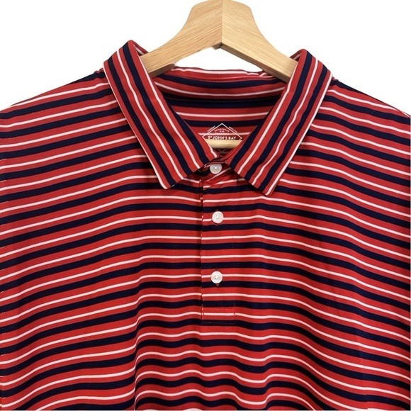 St. John's Bay Mens Dri Fit Red White Blue Striped Short Sleeve Polo Size XXL - Picture 5 of 11